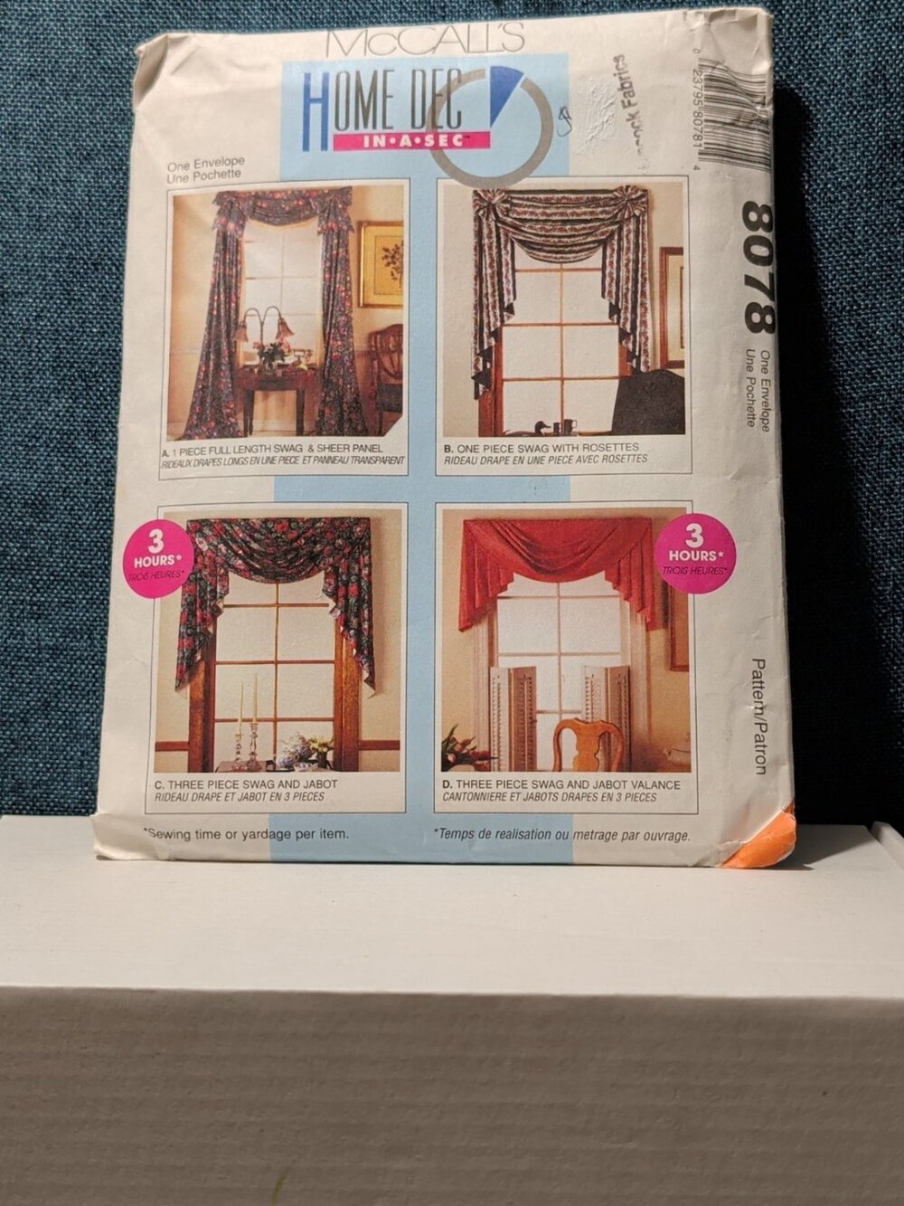 Vintage 1995 McCalls 8078 Home Dec In A Sec Window Treatment Swag Valance UNCUT - Picture 9 of 16